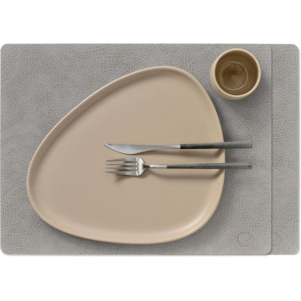 LIND DNA LIND DNA Placemats Hippo - Leer - Anthracite Grey - 45 x 35 cm - 2 Stuks