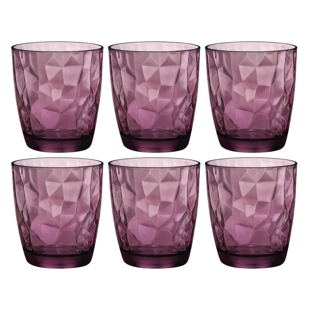 Bormioli Rocco Waterglazen Diamond - Paars - 390 ml - 6 stuks