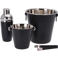 Cookinglife Barset Zwart 4-Delig - Cocktailshaker, Champagnekoeler, Ijsemmer en Tang