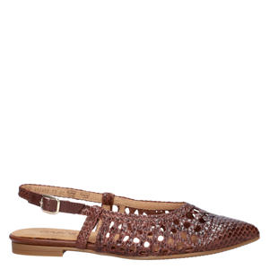 leren slingback loafers bruin