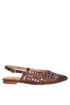 leren slingback loafers bruin