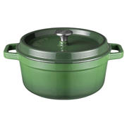 thumbnail: Sola Braadpan met deksel Gietijzer - Groen - ø 24 cm / 3.2 Liter - geëmailleerde anti-aanbaklaag