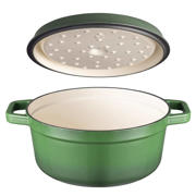 thumbnail: Sola Braadpan met deksel Gietijzer - Groen - ø 28 cm / 5 Liter - geëmailleerde anti-aanbaklaag