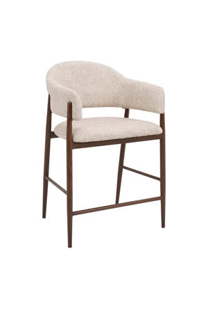 Barkruk DÃ©nia - Beige/Walnoot - Zithoogte 75cm (set van 2) 