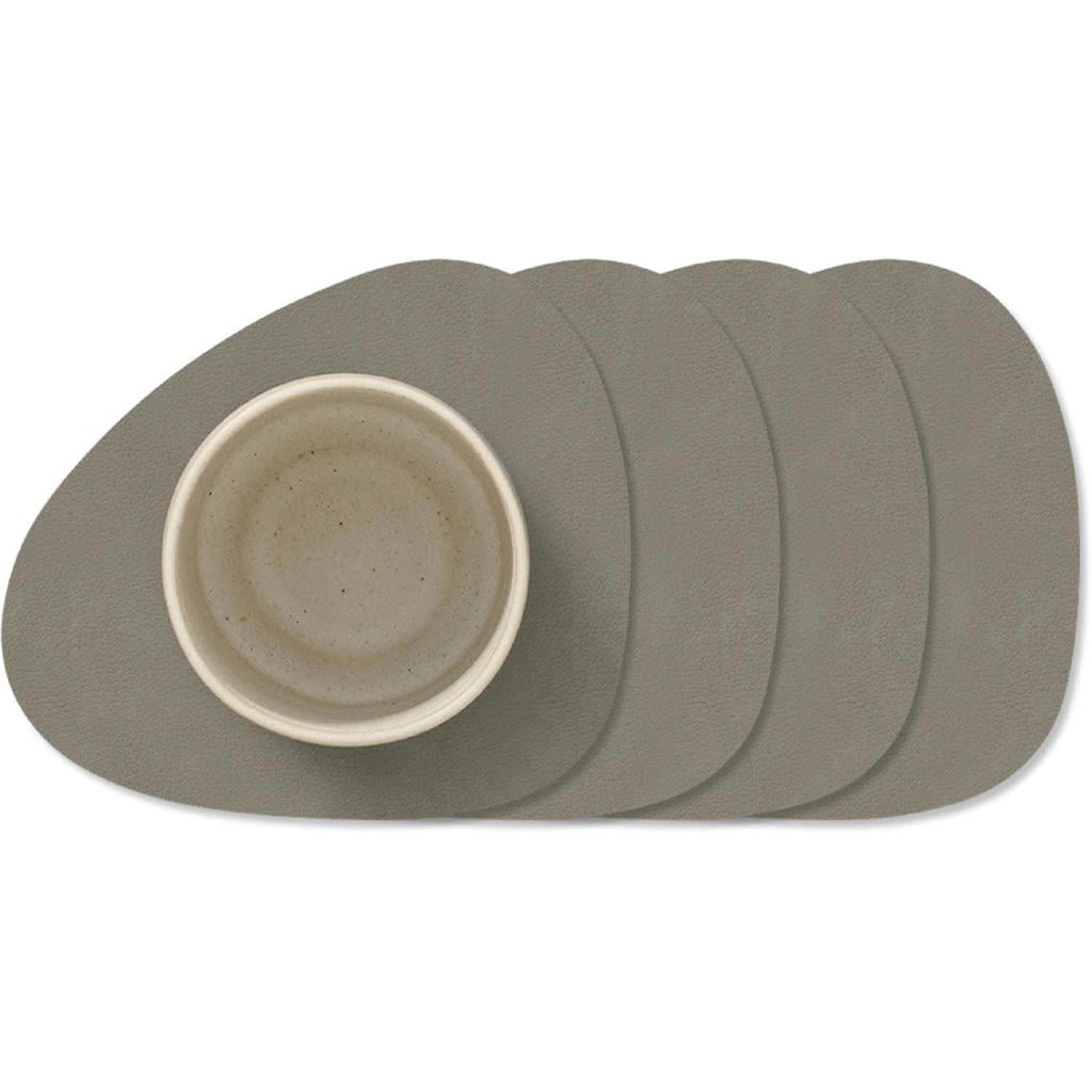 LIND DNA LIND DNA Onderzetters Nupo - Leer - Flint Grey - 13 x 11 cm - 4 Stuks