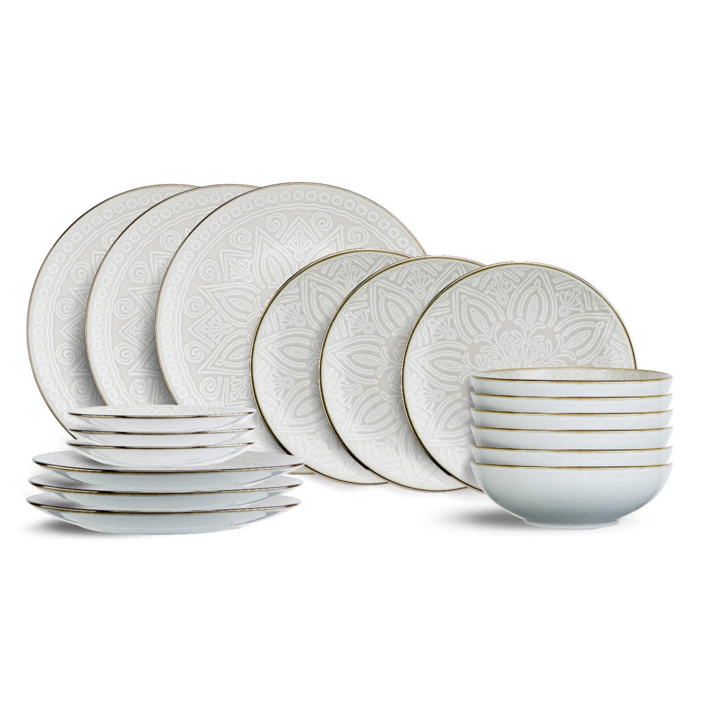 Cosy & Trendy Serviesset Murano 18-delig / 6 personen - 6 dinerborden, 6 ontbijtborden en 6 diepe borden