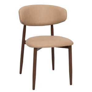 Eetkamerstoel Alexia - Beige/Walnoot - PU Leer - Set van 2
