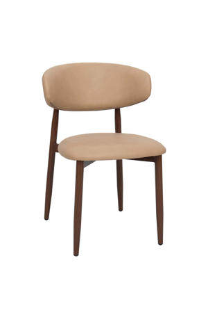 Eetkamerstoel Alexia - Beige/Walnoot - PU Leer - Set van 2
