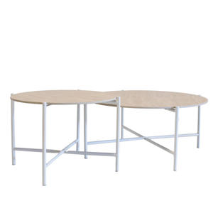 Salontafel Abano - Wit Metaal - Sintered Stone - Set van 2