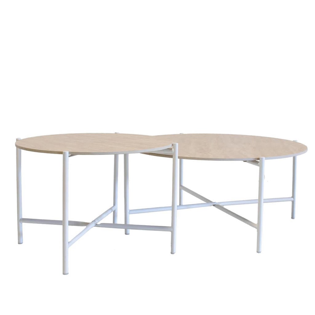 Giga Meubel Salontafel Abano - Wit Metaal - Sintered Stone - Set van 2