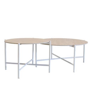 Salontafel Abano - Wit Metaal - Sintered Stone - Set van 2