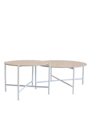 Salontafel Abano - Wit Metaal - Sintered Stone - Set van 2