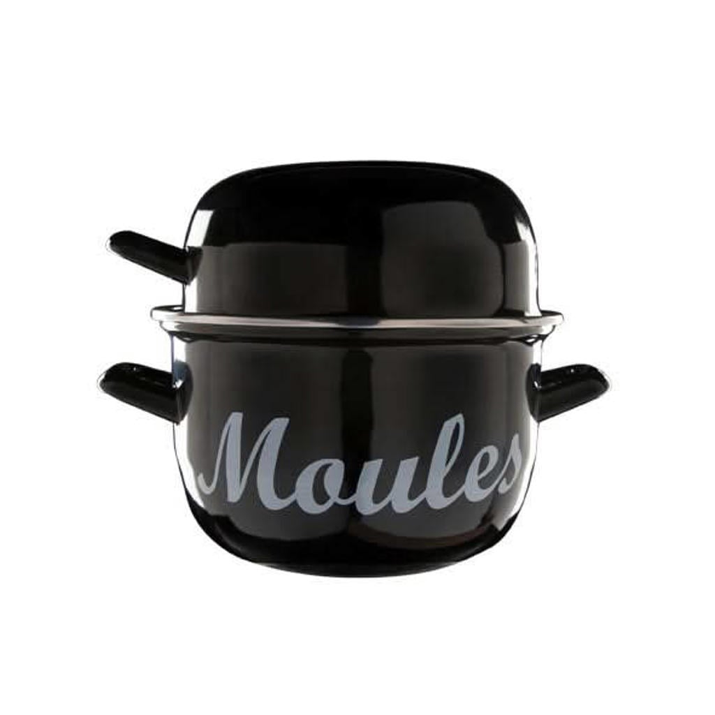 Cosy & Trendy Mosselpan - Emaille - Zwart - ø 18 cm / 2.8 liter - geëmailleerde anti-aanbaklaag