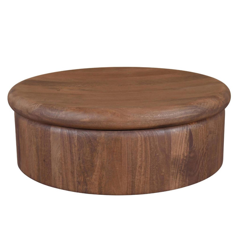 Giga Meubel Salontafel Rota - Rond Donkerbruin Mangohout - 90x90x31cm