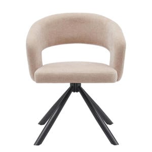 Eetkamerstoel Elle - Stof/Metaal - Taupe - Set van 2