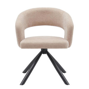 Eetkamerstoel Elle - Stof/Metaal - Taupe - Set van 2 