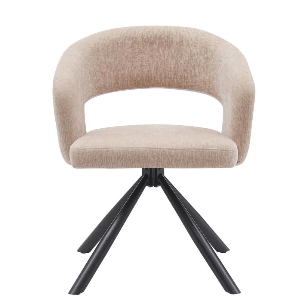 Giga Meubel Eetkamerstoel Elle - Stof/Metaal - Taupe - Set van 2