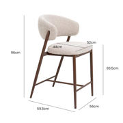 thumbnail: Giga Meubel Barstoel Skive - Beige/Walnoot - Zithoogte 67cm (set van 2)