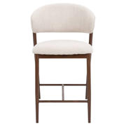 thumbnail: Giga Meubel Barstoel Skive - Beige/Walnoot - Zithoogte 67cm (set van 2)