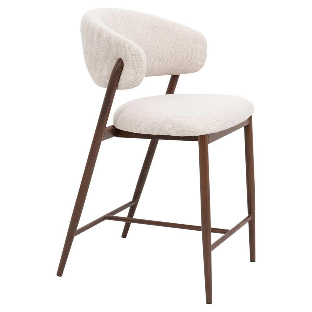 Giga Meubel Barstoel Skive - Beige/Walnoot - Zithoogte 67cm (set van 2)