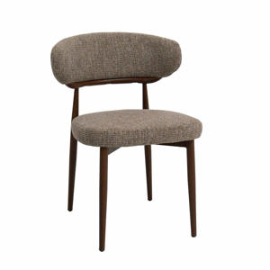 Eetkamerstoel Milan - Taupe/Walnoot Stof - Set van 2 