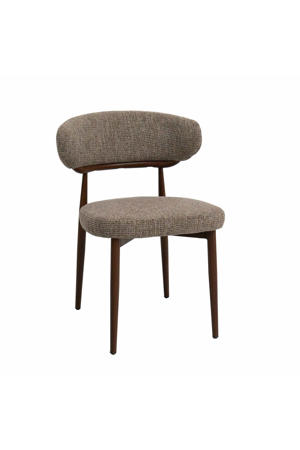 Eetkamerstoel Milan - Taupe/Walnoot Stof - Set van 2