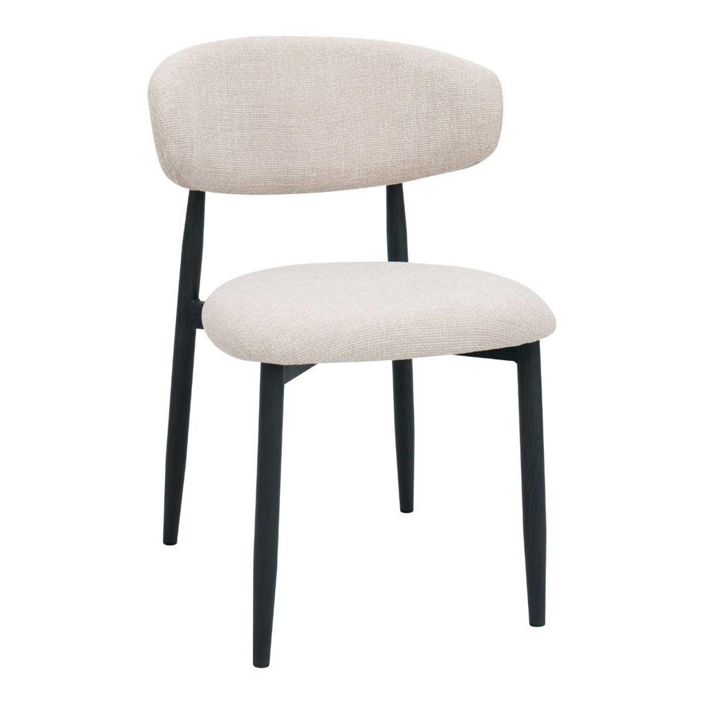 Giga Meubel Eetkamerstoel Alexia - Beige/Zwart - 52x56x77cm (set van 2)
