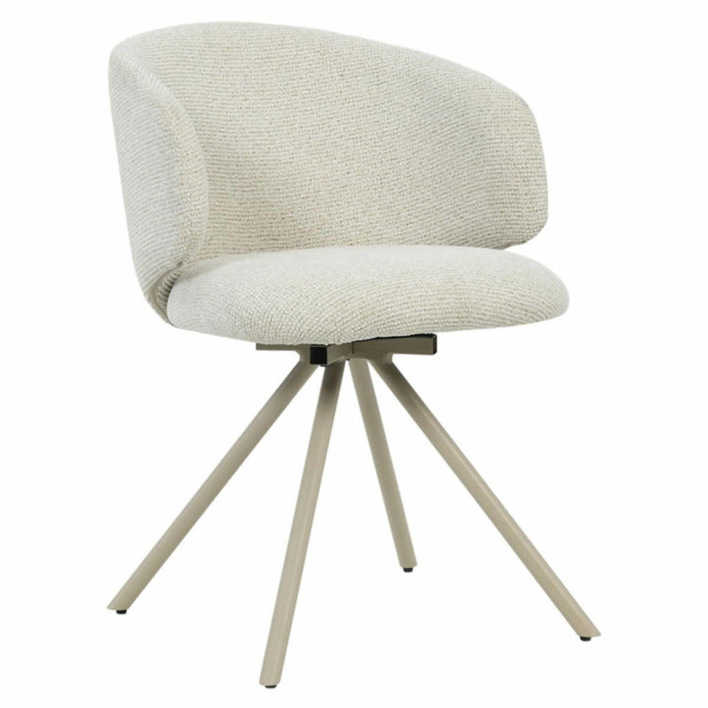 Giga Meubel Eetkamerstoel Sueca - Beige Stof - Draaibaar (set van 2)