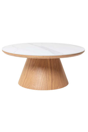 Salontafel Alba - Rond Naturel Hout/Keramisch - 80x80x35cm