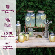 thumbnail: Cosy & Trendy Drankdispenser met houder - Koper - 2 x 3 liter