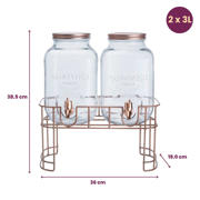 thumbnail: Cosy & Trendy Drankdispenser met houder - Koper - 2 x 3 liter
