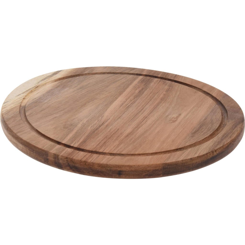 Cookinglife Snijplank Hout Acacia Pure Wood Ø 30 cm - Ronde Snijplank met Sapgeul