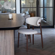 thumbnail: Giga Meubel Eetkamerstoel Alexia - Beige/Walnoot - Set van 2