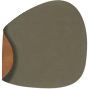 thumbnail: LIND DNA LIND DNA Placemats Nupo - Leer - Army Green / Nature - Curved - dubbelzijdig - 44 x 37 cm - 2 Stuks