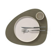 thumbnail: LIND DNA LIND DNA Placemats Nupo - Leer - Army Green / Nature - Curved - dubbelzijdig - 44 x 37 cm - 2 Stuks