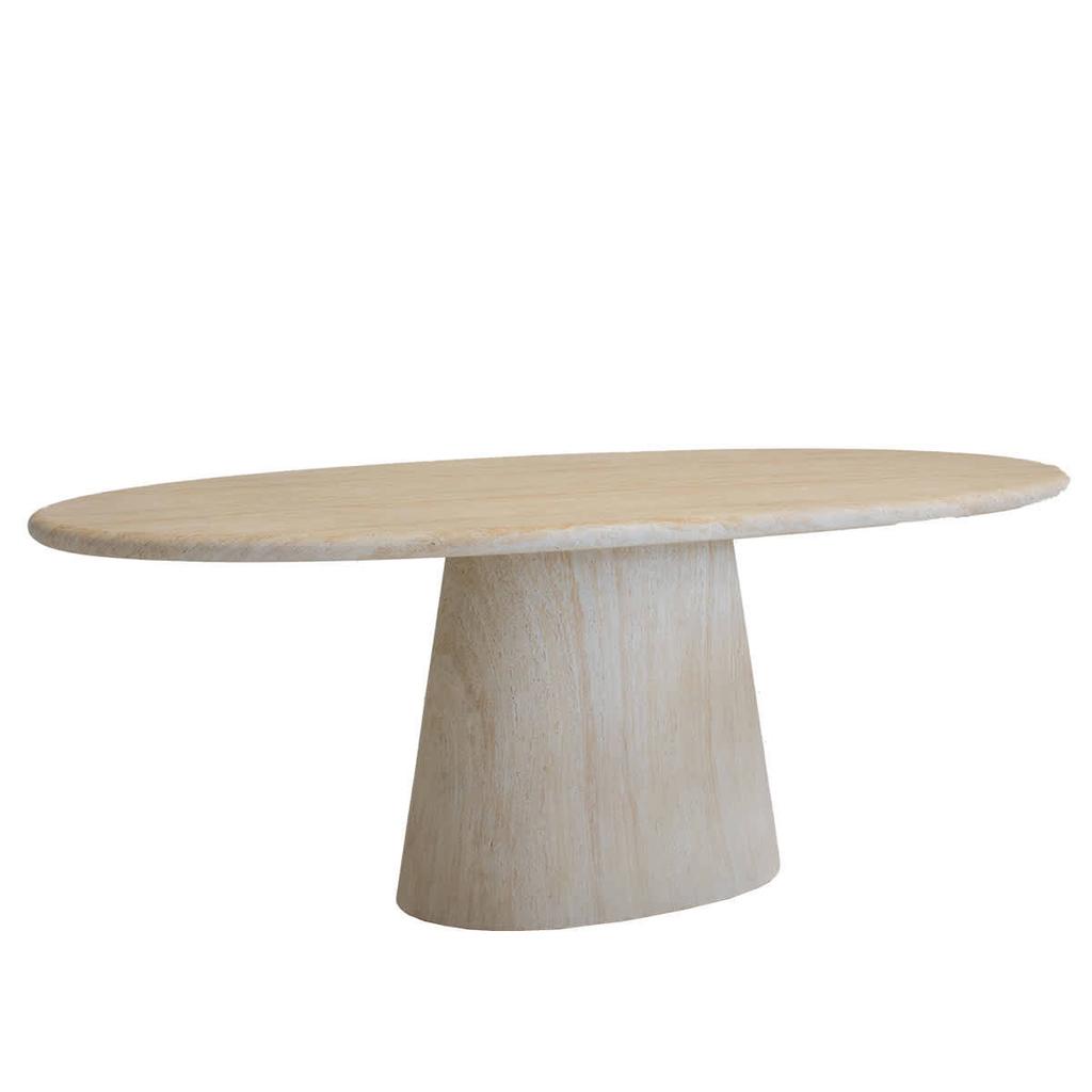 Giga Meubel Eettafel Brunn Ovaal - Travertin - 200x100x76cm