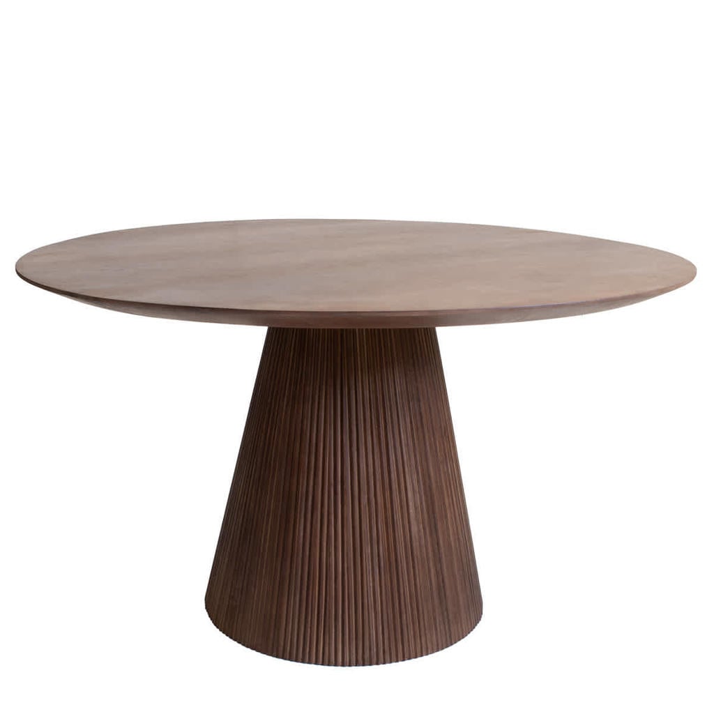 Giga Meubel Eettafel Salvador Rond - Mangohout - Donkerbruin - 130x130x76cm