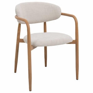 Eetkamerstoel Alexia - Beige/Naturel - Armleuning - Set van 2