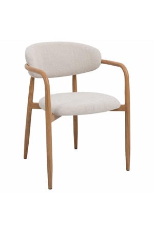 Eetkamerstoel Alexia - Beige/Naturel - Armleuning - Set van 2