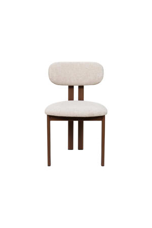 Eetkamerstoel Noor - Stof/Staal - Beige/Walnoot (set van 2) 