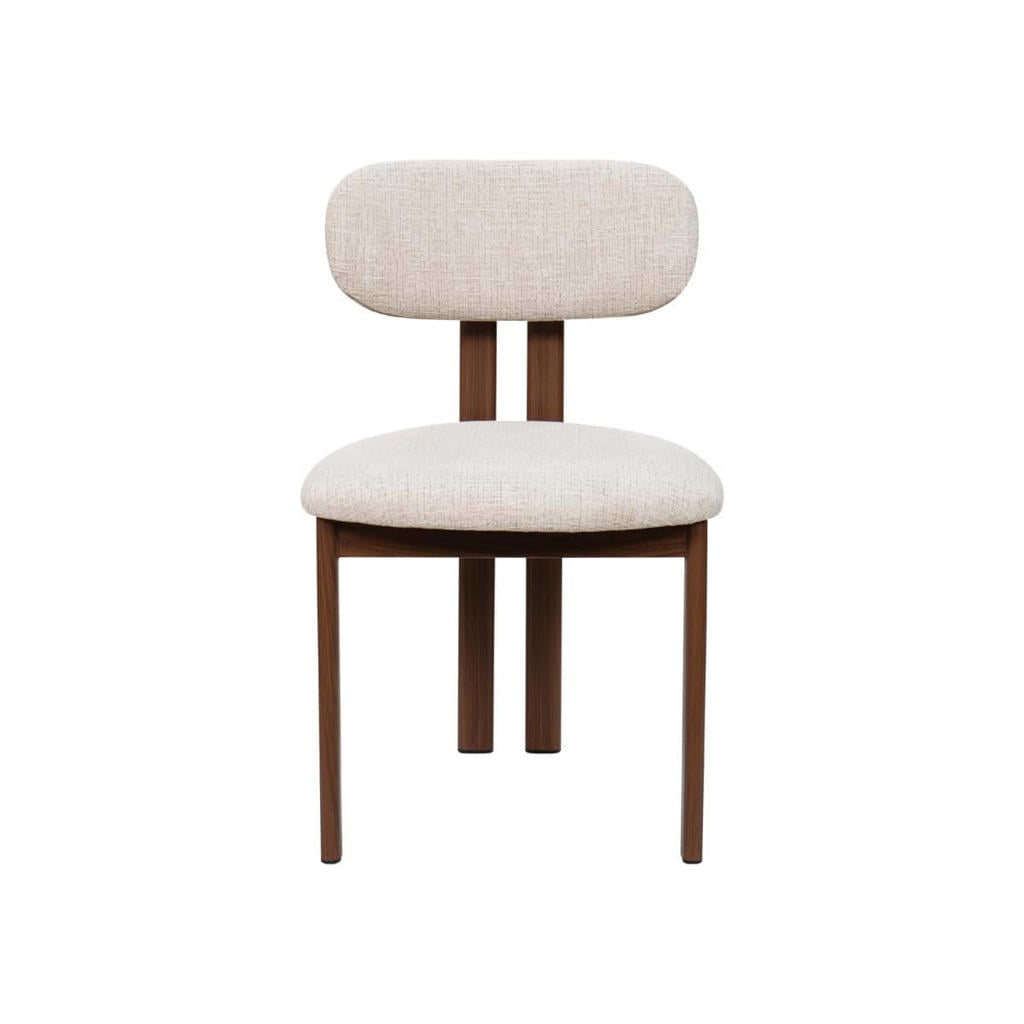 Giga Meubel Eetkamerstoel Noor - Stof/Staal - Beige/Walnoot (set van 2)