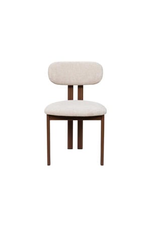 Eetkamerstoel Noor - Stof/Staal - Beige/Walnoot (set van 2)
