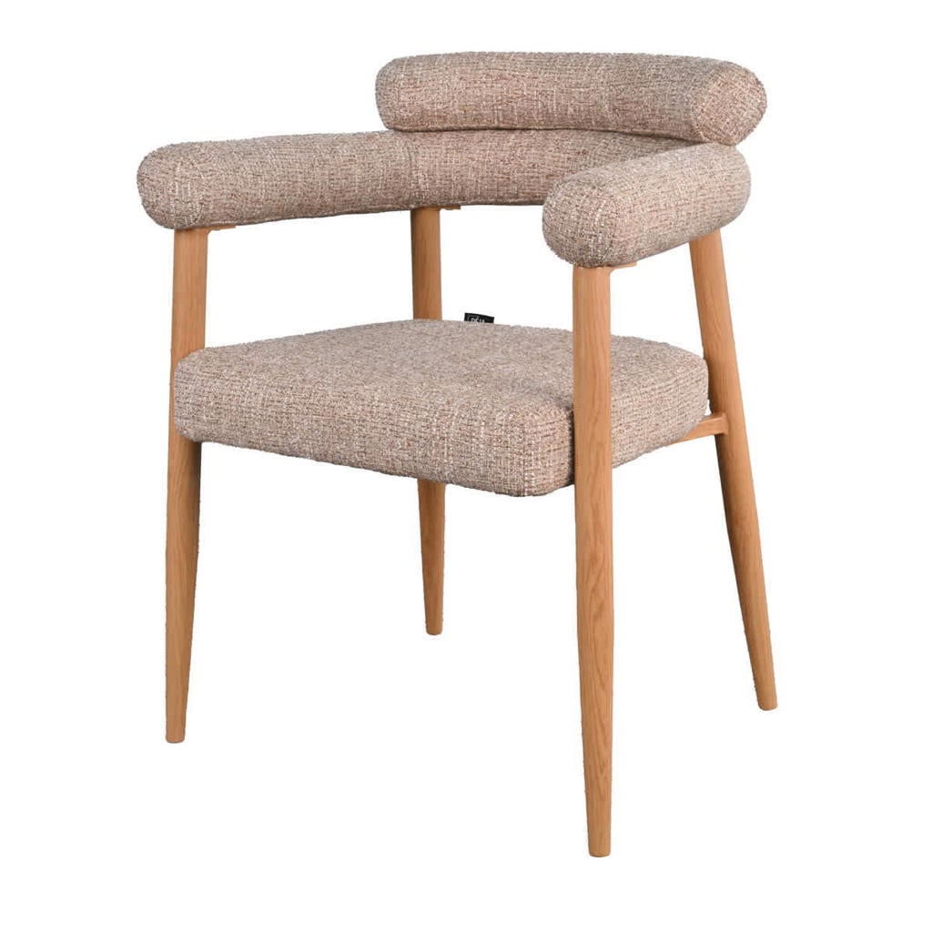 Giga Meubel Eetkamerstoel Lidingö - Taupe/Naturel Stof - Set van 2