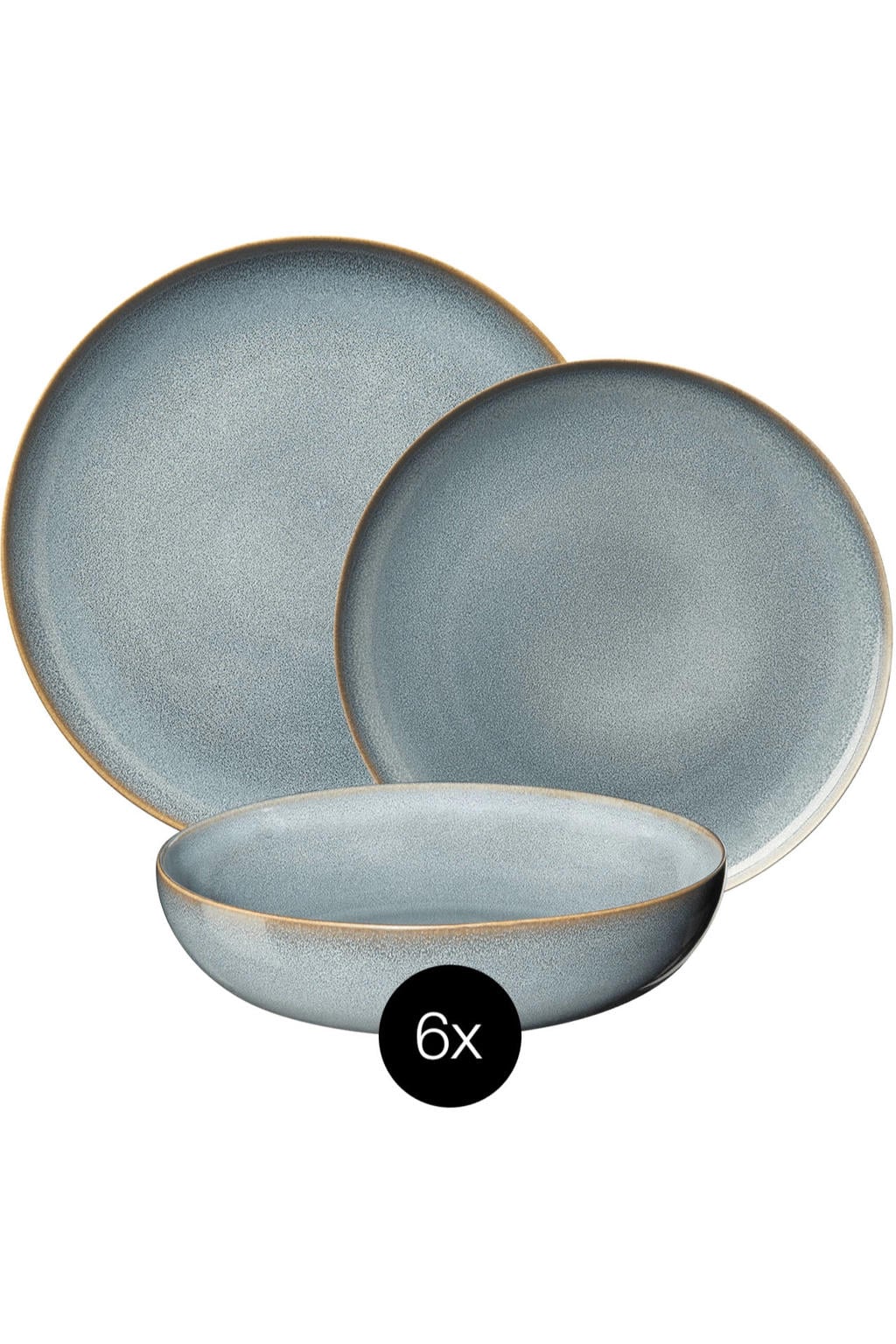 ASA Selection Serviesset Saisons - Denim 18 delig / 6 personen - 6 dinerborden, 6 ontbijtborden en 6 kommen