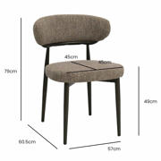 thumbnail: Giga Meubel Eetkamerstoel Milan - Beige/Walnoot Stof - Set van 2
