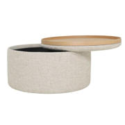thumbnail: Giga Meubel Salontafel Zara - Rond Beige/Naturel - Incl. Opbergruimte - Ø80cm