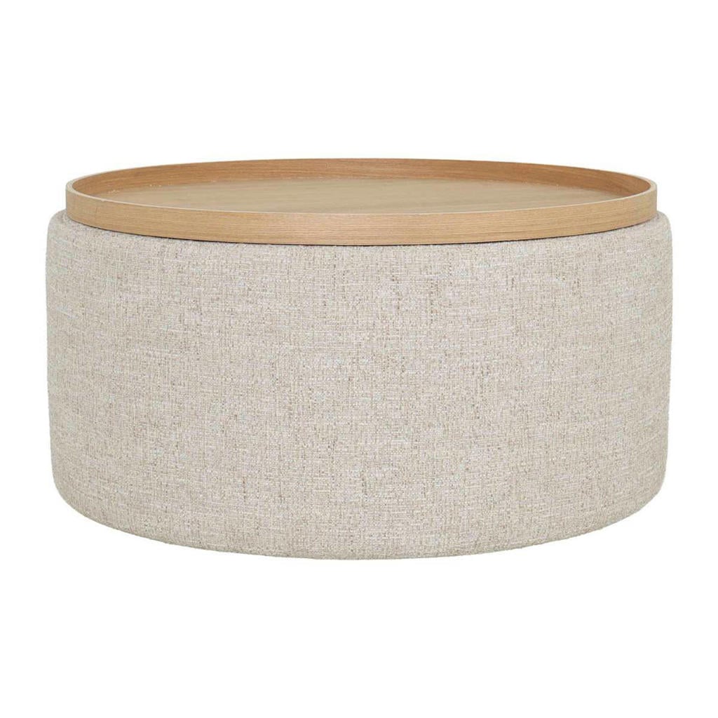 Giga Meubel Salontafel Zara - Rond Beige/Naturel - Incl. Opbergruimte - Ø80cm