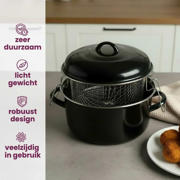 thumbnail: Cookinglife Oliebollenpan - Frituurpan - Braadpan - Emaille - met mand - ø 24 cm / 4 Liter - geëmailleerde anti-aanbaklaag