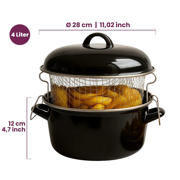 thumbnail: Cookinglife Oliebollenpan - Frituurpan - Braadpan - Emaille - met mand - ø 24 cm / 4 Liter - geëmailleerde anti-aanbaklaag