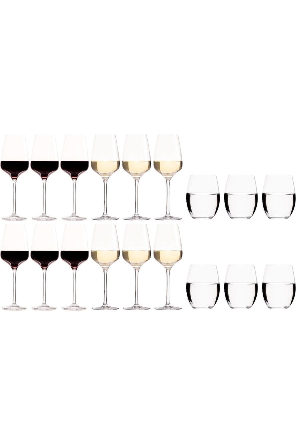 Chef & Sommelier Wijnglazenset Sublym (Rode wijnglazen & Witte wijnglazen & Waterglazen) - 18 delige set - 6 rode wijnglazen, 6 witte wijnglazen en 6 waterglazen